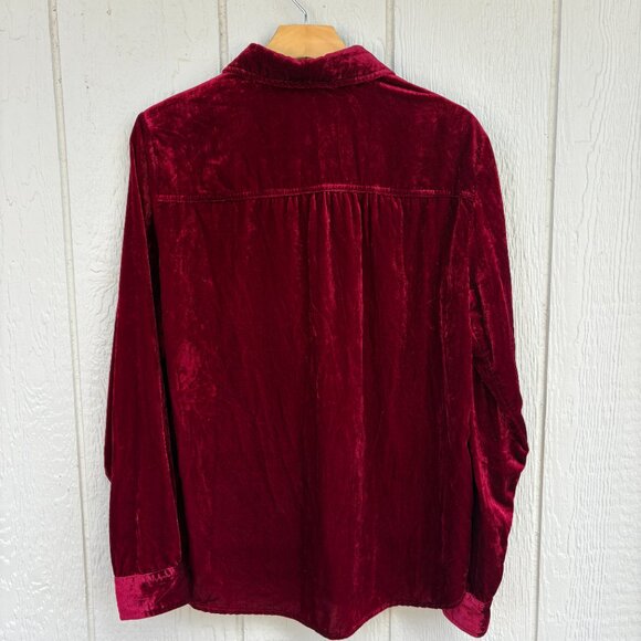 Maeve Anthropologie Karina Button Up Shirt Women's 6 Red Velvet Holiday Party - Picture 6 of 8
